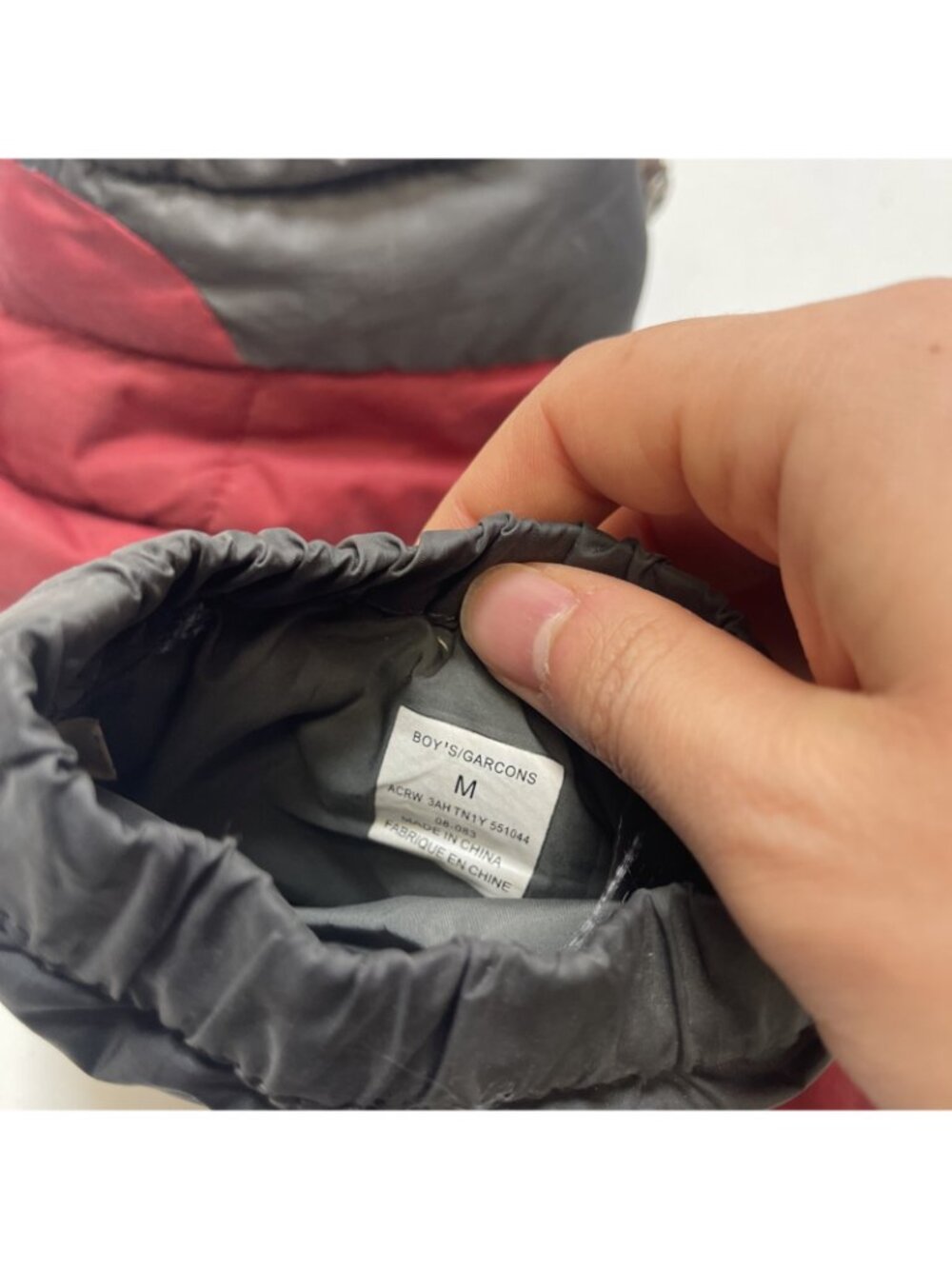 Northface Thermoball 450 Botties Slippers Boys Sz M Red / Gray Quilted Cozy - Picture 9 of 10